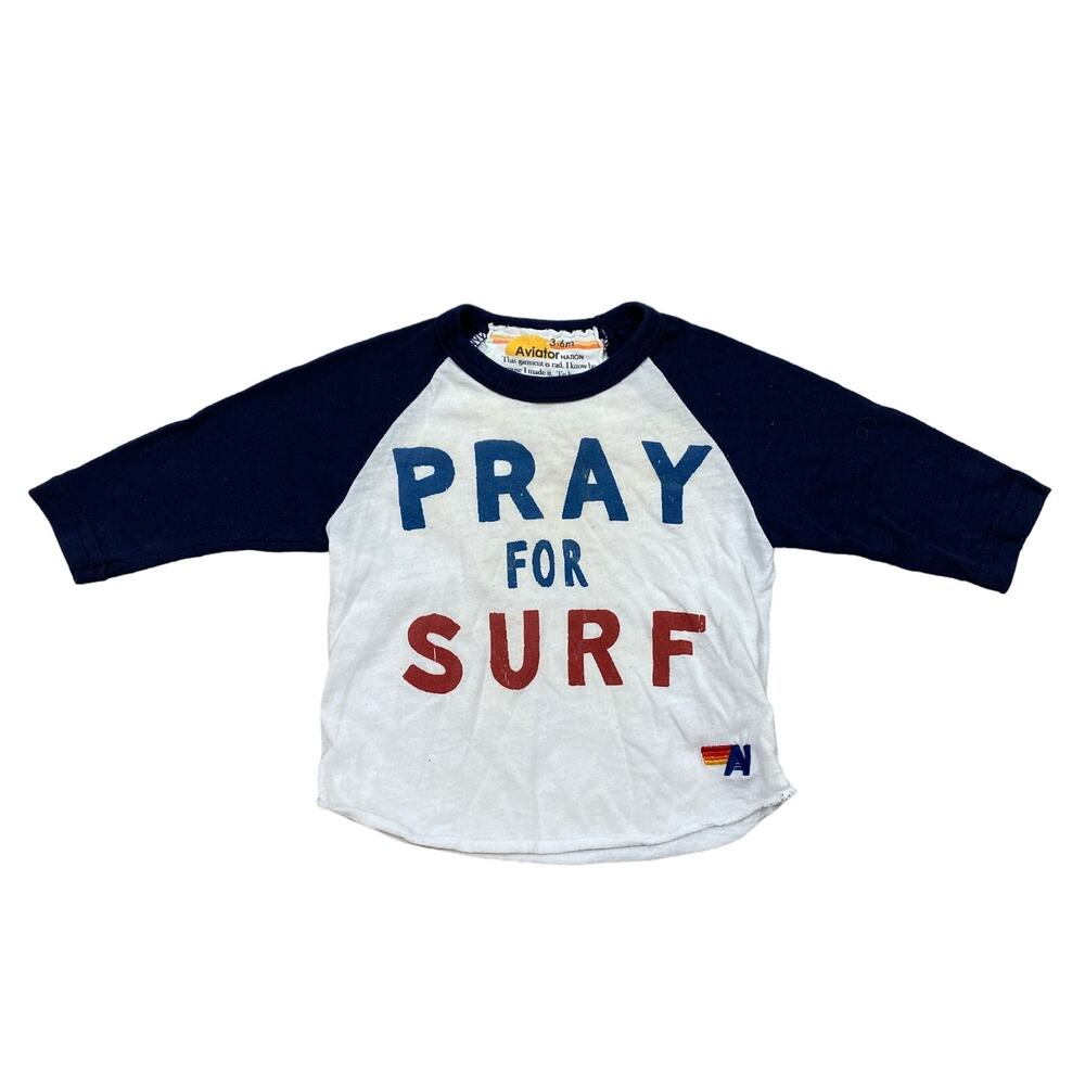 Aviator Nation Pray For Surf Raglan Baseball Shirt Baby 3-6 mo